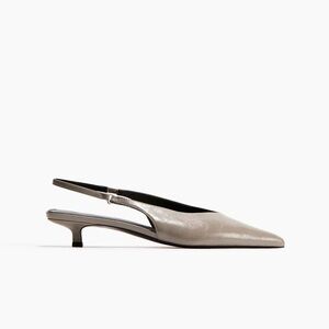 H &M Elegant Gray  Taupe Slingback Kitten Heels